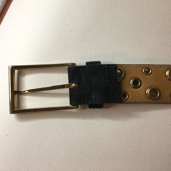 Black & Gold Grommet Suede πππππ Belt - Picture 10 of 10